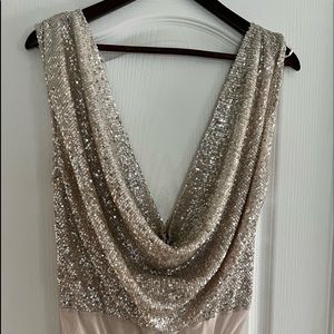 Lulus - sequin cowl-back bodysuit